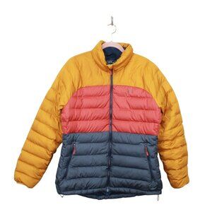 LL Bean Beans Down Jacket Colorblock Nautical Navy Bright Bronze XL